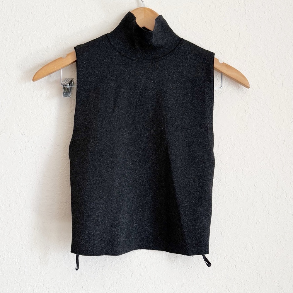 Alice + Olivia Black Mock Neck Sleeveless Top Size Medium